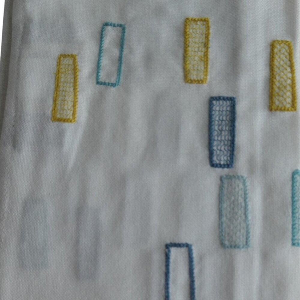 Coyuchi- White/ blue-organic cotton embroidered kitchen towel set of 2 -NWT - Picture 3 of 8